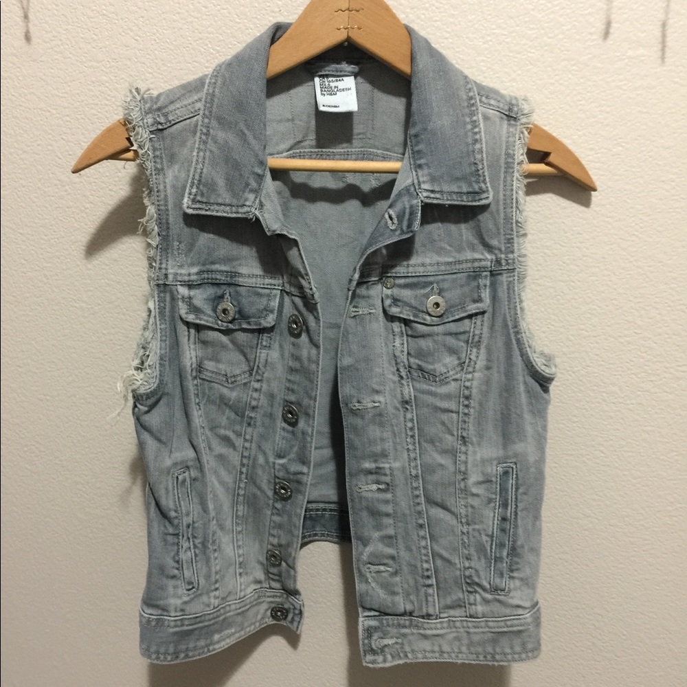 H&M Distressed Denim Vest